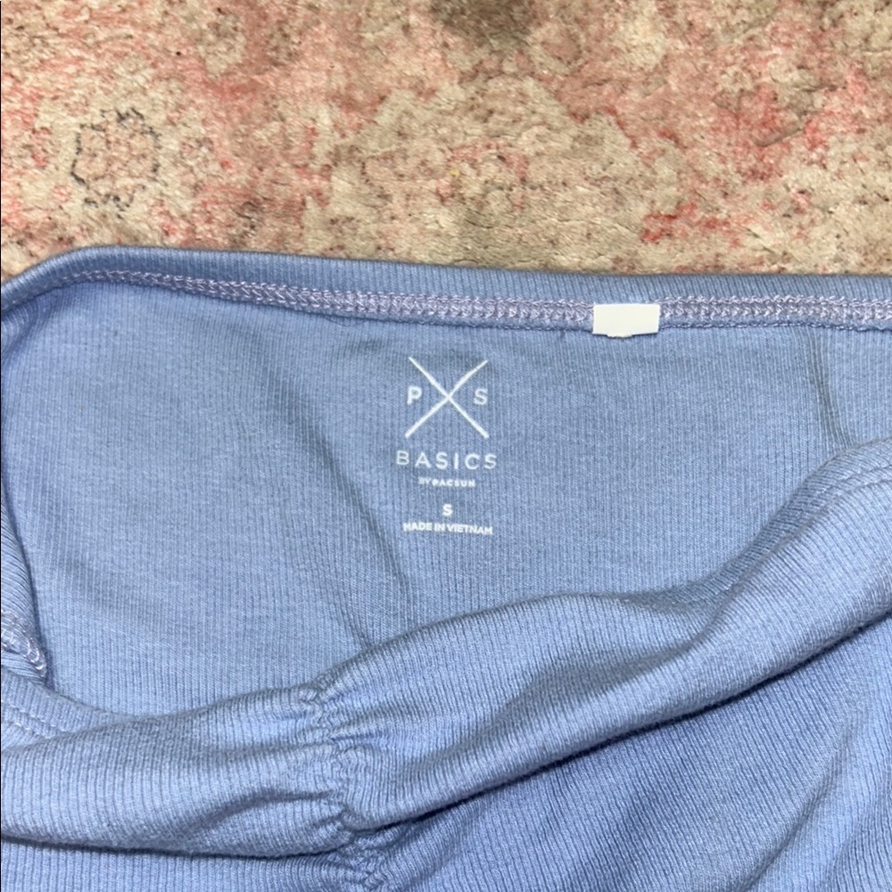Blue Ruched Bandeau Top - Picture 2 of 3